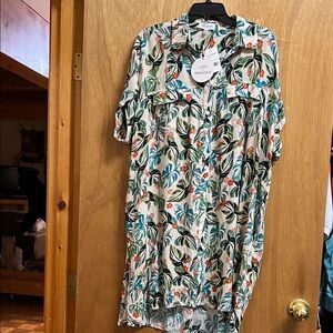 Lost + Wander Tropical Print Shirt Dress